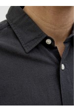 JJEBREEZE LINEN BLEND SHIRTSS SN - ΜΑΥΡΟ