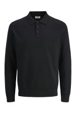 JREBCALLUM KNIT POLO NECK LS - ΜΑΥΡΟ