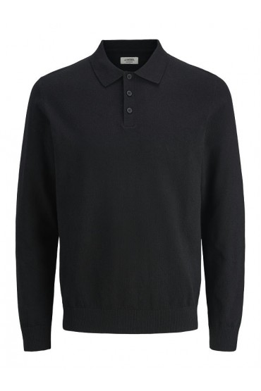 JREBCALLUM KNIT POLO NECK LS - ΜΑΥΡΟ
