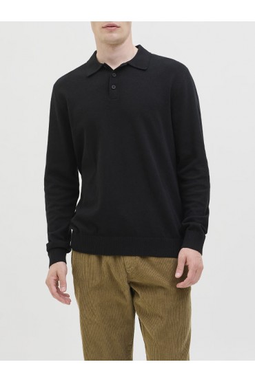 JREBCALLUM KNIT POLO NECK LS - ΜΑΥΡΟ