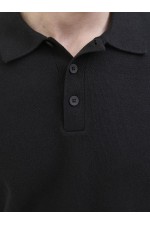 JREBCALLUM KNIT POLO NECK LS - ΜΑΥΡΟ