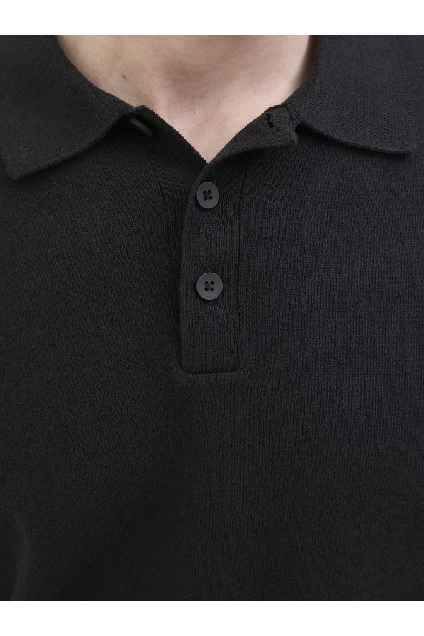 JREBCALLUM KNIT POLO NECK LS - ΜΑΥΡΟ