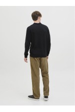 JREBCALLUM KNIT POLO NECK LS - ΜΑΥΡΟ