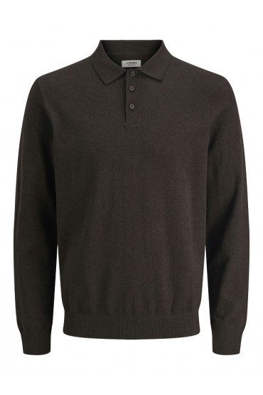 JREBCALLUM KNIT POLO NECK LS - ΚΑΦΕ