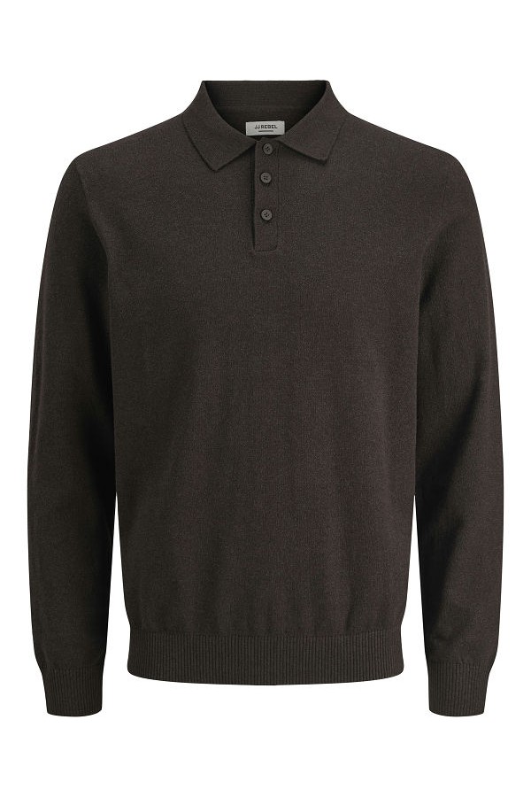 JREBCALLUM KNIT POLO NECK LS - ΚΑΦΕ