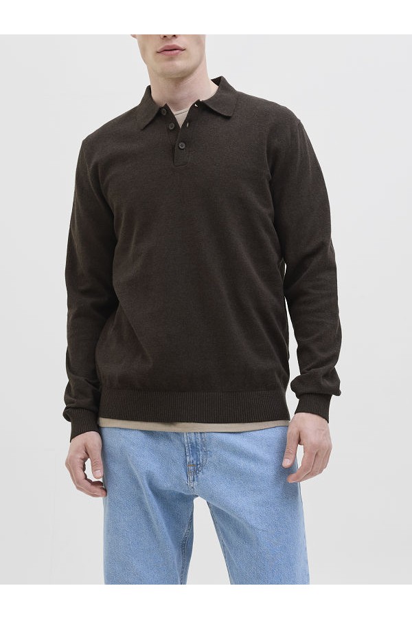 JREBCALLUM KNIT POLO NECK LS - ΚΑΦΕ