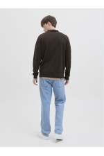 JREBCALLUM KNIT POLO NECK LS - ΚΑΦΕ
