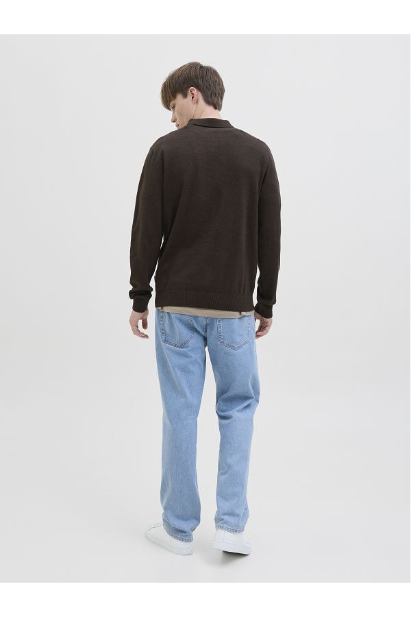JREBCALLUM KNIT POLO NECK LS - ΚΑΦΕ