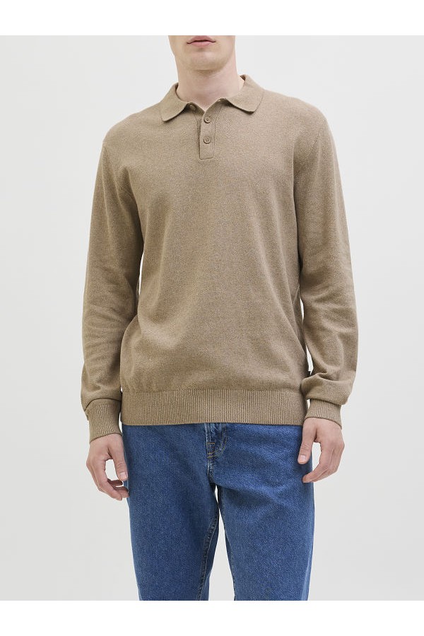 JREBCALLUM KNIT POLO NECK LS - ΜΠΕΖ