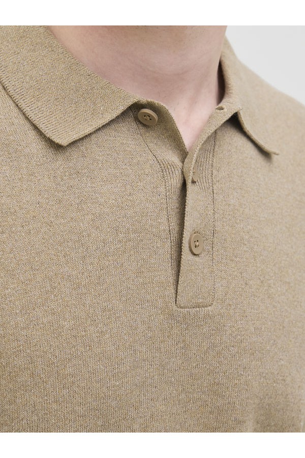 JREBCALLUM KNIT POLO NECK LS - ΜΠΕΖ