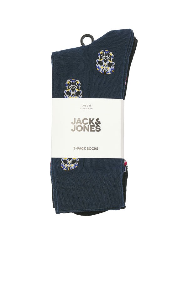 JACMURPHY SKULL SOCKS 3 PACK - ΜΑΥΡΟ