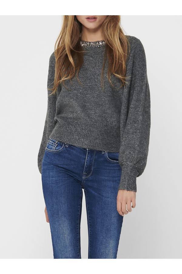 ONLELSA L/S PULLOVER KNT - ΓΚΡΙ