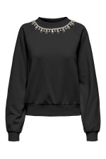 ONLJETT L/S O-NECK EMB. BOX SWT - ΜΑΥΡΟ