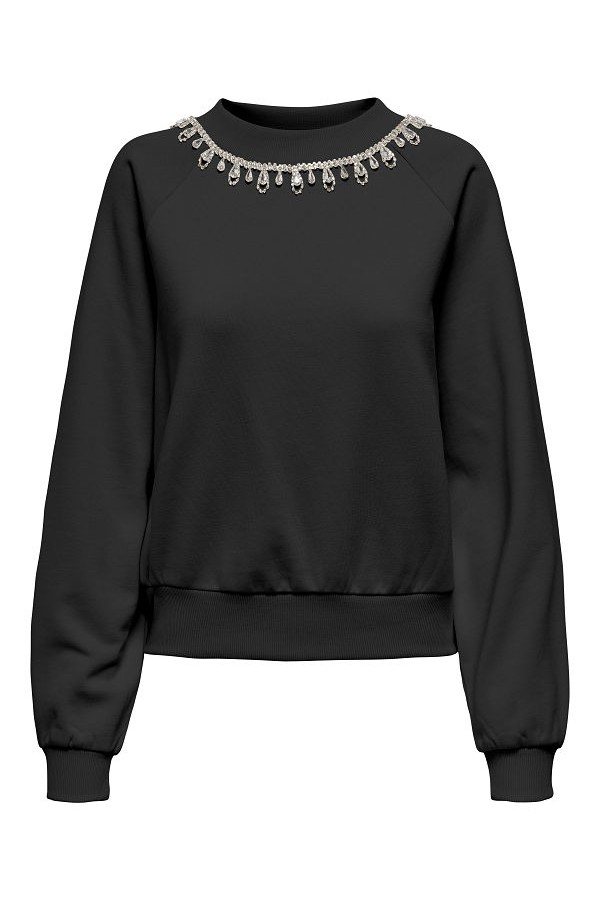 ONLJETT L/S O-NECK EMB. BOX SWT - ΜΑΥΡΟ