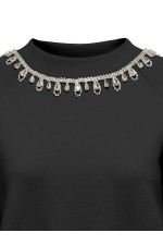 ONLJETT L/S O-NECK EMB. BOX SWT - ΜΑΥΡΟ