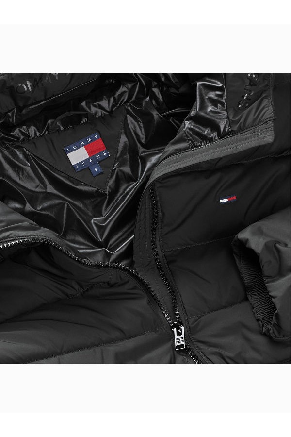 TJW SLIM HOOD PRNT DOWN JCKT EXT - ΜΑΥΡΟ
