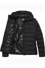 TJW SLIM HOOD PRNT DOWN JCKT EXT - ΜΑΥΡΟ