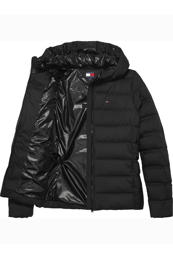 TJW SLIM HOOD PRNT DOWN JCKT EXT - ΜΑΥΡΟ