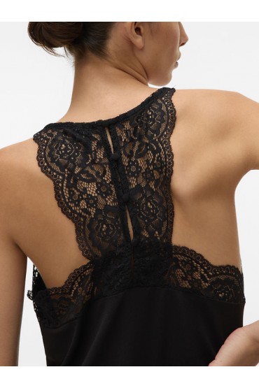 VMANA S/L LACE TOP GA NOOS - ΜΑΥΡΟ