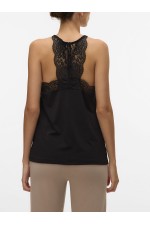 VMANA S/L LACE TOP GA NOOS - ΜΑΥΡΟ