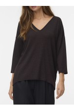 VMKANVA 3/4 V-NECK TOP LX JRS GA - ΚΑΦΕ