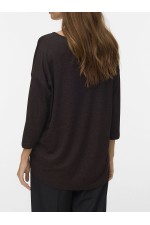 VMKANVA 3/4 V-NECK TOP LX JRS GA - ΚΑΦΕ
