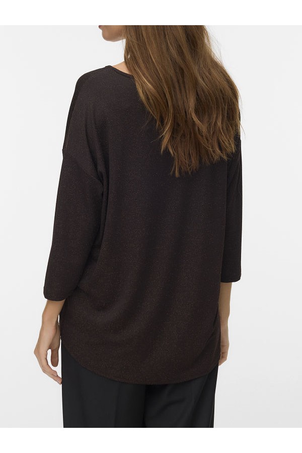 VMKANVA 3/4 V-NECK TOP LX JRS GA - ΚΑΦΕ