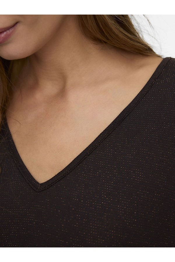 VMKANVA 3/4 V-NECK TOP LX JRS GA - ΚΑΦΕ
