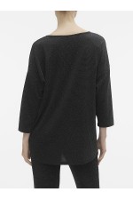 VMKANVA 3/4 V-NECK TOP LX JRS GA - ΜΑΥΡΟ