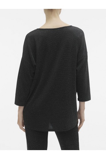 VMKANVA 3/4 V-NECK TOP LX JRS GA - ΜΑΥΡΟ