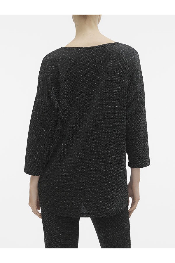 VMKANVA 3/4 V-NECK TOP LX JRS GA - ΜΑΥΡΟ