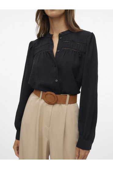 VMMEMMA LS LACE SHIRT WVN GA NOOS - ΜΑΥΡΟ