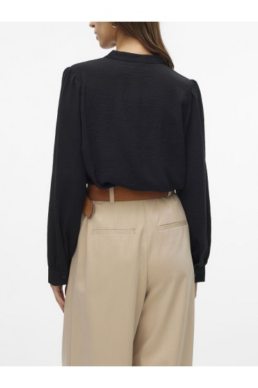 VMMEMMA LS LACE SHIRT WVN GA NOOS - ΜΑΥΡΟ