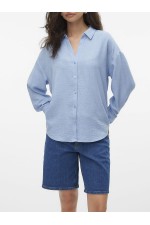 VMMELANEY QUEENY LS SHIRT WVN NOOS - ΜΠΛΕ ΑΝΟΙΧΤΟ