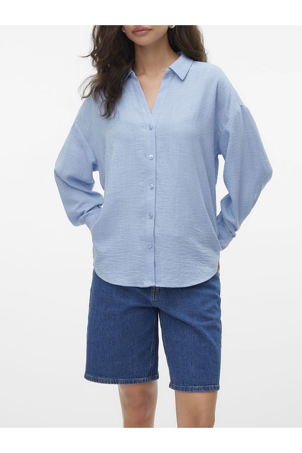 VMMELANEY QUEENY LS SHIRT WVN NOOS - ΜΠΛΕ ΑΝΟΙΧΤΟ