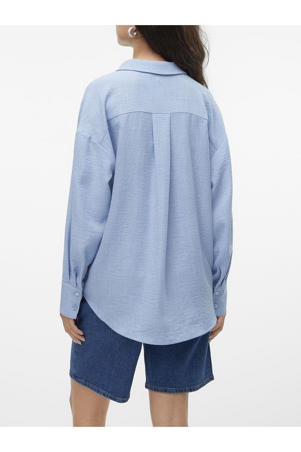 VMMELANEY QUEENY LS SHIRT WVN NOOS - ΜΠΛΕ ΑΝΟΙΧΤΟ
