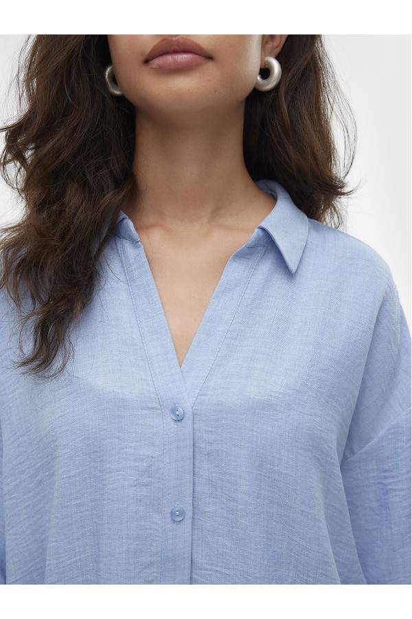 VMMELANEY QUEENY LS SHIRT WVN NOOS - ΜΠΛΕ ΑΝΟΙΧΤΟ