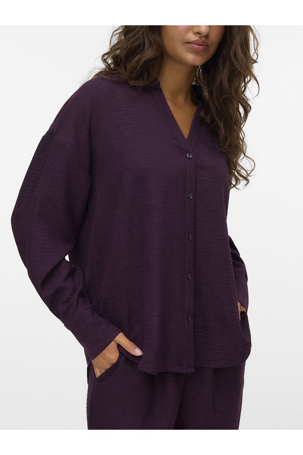 VMMELANEY QUEENY LS SHIRT WVN NOOS - ΜΠΟΡΝΤΩ