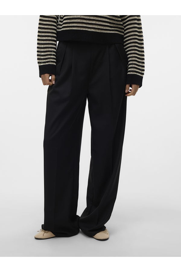 VMHAILEY HW WIDE PLEAT PANT NOOS - ΜΑΥΡΟ