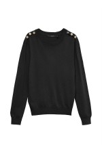 VMDORY LS O-NECK BUTTON PULLOVER BOO - ΜΑΥΡΟ