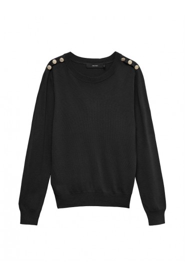 VMDORY LS O-NECK BUTTON PULLOVER BOO - ΜΑΥΡΟ