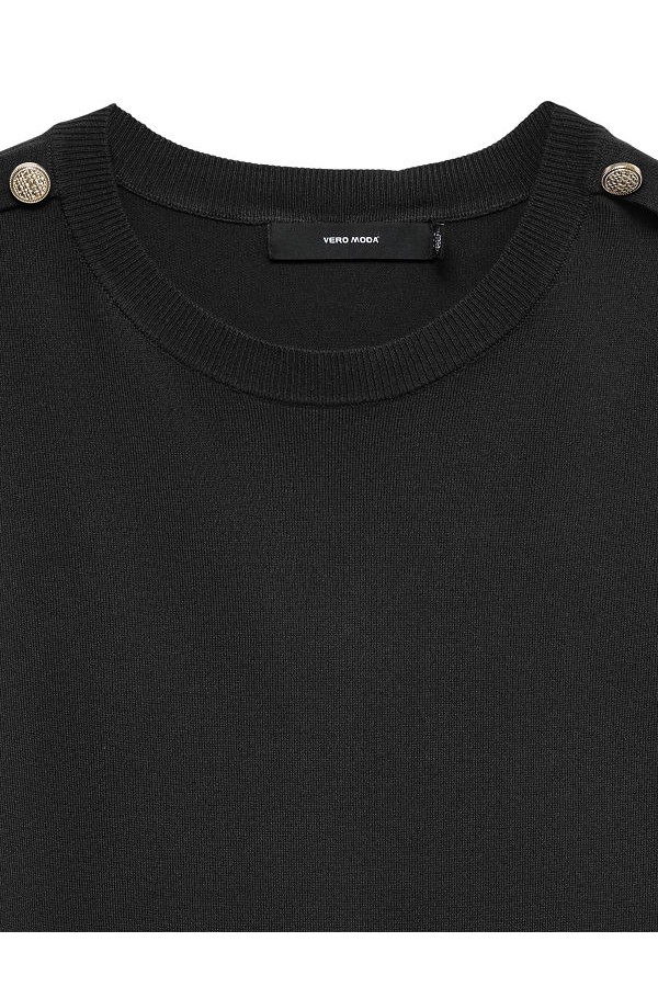VMDORY LS O-NECK BUTTON PULLOVER BOO - ΜΑΥΡΟ