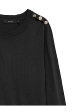 VMDORY LS O-NECK BUTTON PULLOVER BOO - ΜΑΥΡΟ