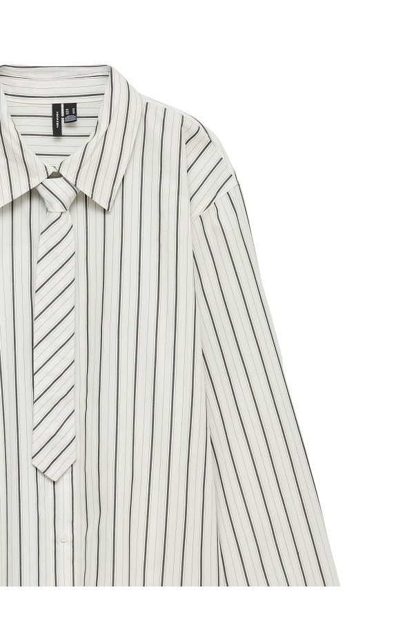 VMANYA LS LOOSE TIE SHIRT WVN - ΛΕΥΚΟ