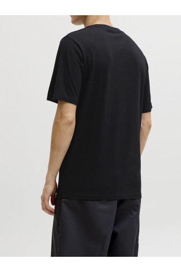 JJINDIANA TEE SS CREW NECK LN - ΜΑΥΡΟ