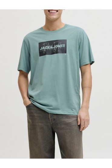 JJCOLE PRINT TEE SS CREW NECK LN - ΠΡΑΣΙΝΟ ΑΝΟΙΧΤΟ