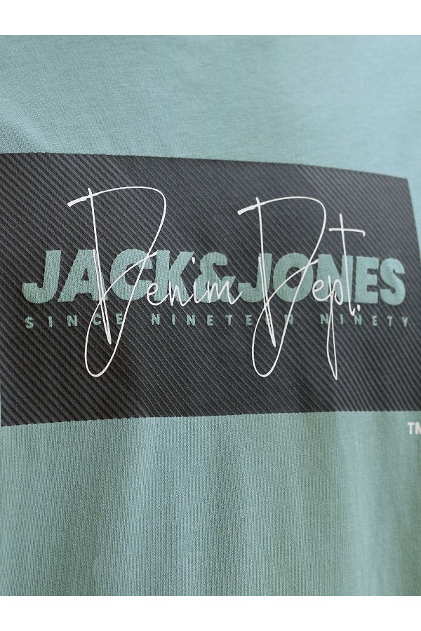 JJCOLE PRINT TEE SS CREW NECK LN - ΠΡΑΣΙΝΟ ΑΝΟΙΧΤΟ