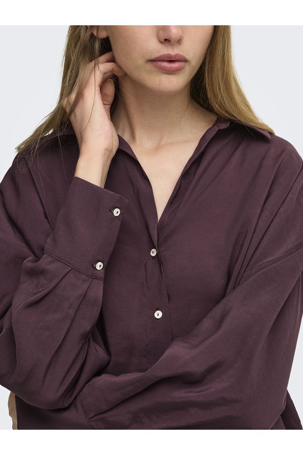 ONLZAZIMA L/S LOOSE SHIRT WVN - ΜΠΟΡΝΤΩ