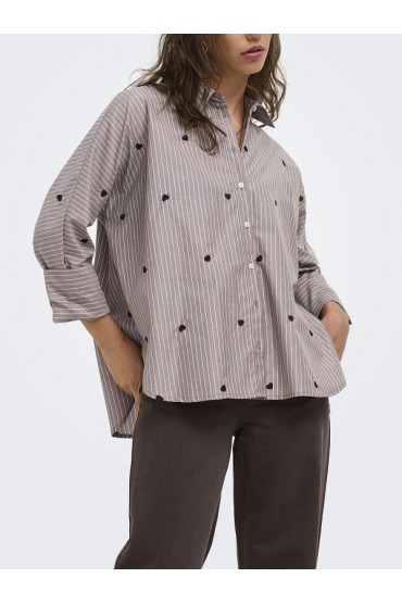 ONLNEW LINA GRACE STR EMB SHIRT NOOS WVN - ΚΑΦΕ