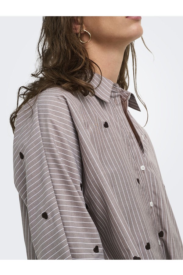 ONLNEW LINA GRACE STR EMB SHIRT NOOS WVN - ΚΑΦΕ